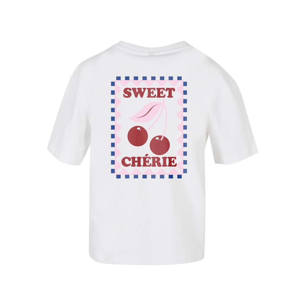 Miss Tee - Sweet Cherie Stamp Dames Tshirt - Wit